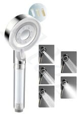 Filtreli 5 Fonksiyon Beyaz Çelik El Duşu , Örgülü Duş Hortumu ve Yapışkan Mafsal 3'lü Set