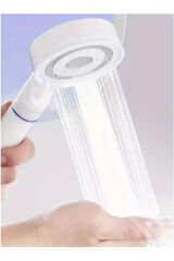 Filtreli 5 Fonksiyon Beyaz Çelik El Duşu , Örgülü Duş Hortumu ve Yapışkan Mafsal 3'lü Set