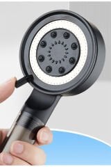 Turbo Filtreli 5 Fonksiyonlu Siyah Çelik Yüksek Basınçlı Su Tasarruflu Duş Başlığı El Duşu