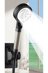 Siyah Filtreli 5 Fonksiyon Çelik Duş Başlığı Örgülü Duş Hortumu Mafsal Duş Seti