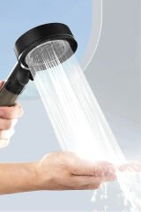 Siyah Filtreli 5 Fonksiyon Çelik Duş Başlığı Örgülü Duş Hortumu Mafsal Duş Seti