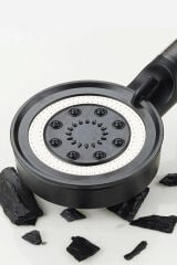 Siyah Filtreli 5 Fonksiyon Çelik Duş Başlığı Kendinden Yapışkanlı Duş Askısı Krom