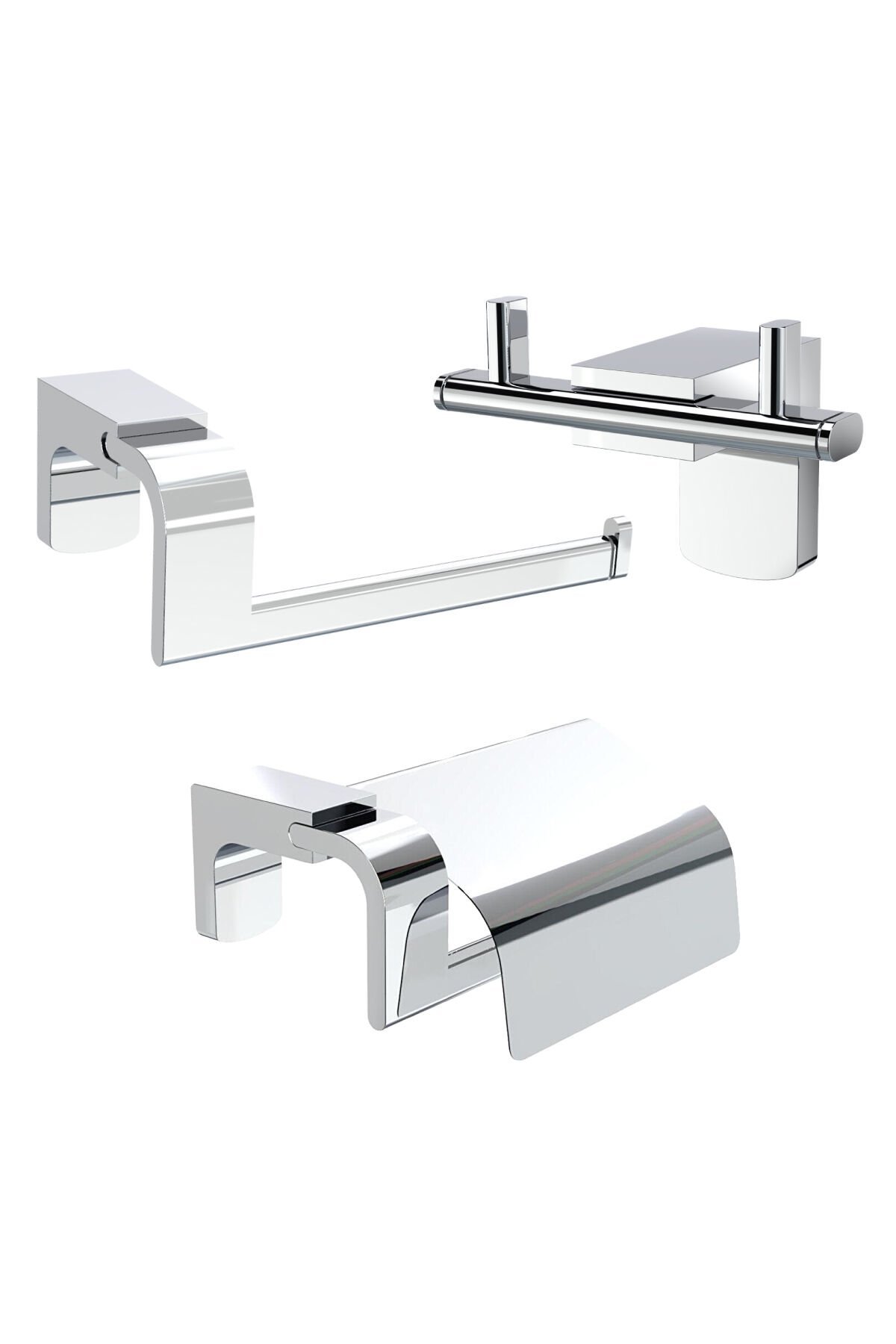 Premium Kapaklı Kağıtlık + Kapaksız Kağıtlık + İkili Bornoz Askılık Banyo Seti