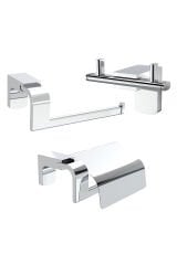 Premium Kapaklı Kağıtlık + Kapaksız Kağıtlık + İkili Bornoz Askılık Banyo Seti