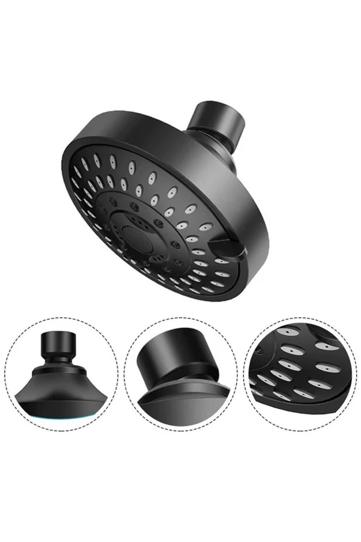 Ankastre 5 Fonksiyon Tepe Duş Başlığı Mat Siyah Gömmeli Duvardan Duş Seti Başlığı