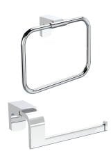 Premium Paslanmaz Kare Havluluk ve Kapaksız Tuvalet Kağıtlık Banyo Seti