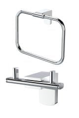 Premium İkili Bornoz Askılık ve Yuvarlak Havluluk İkili Banyo Seti