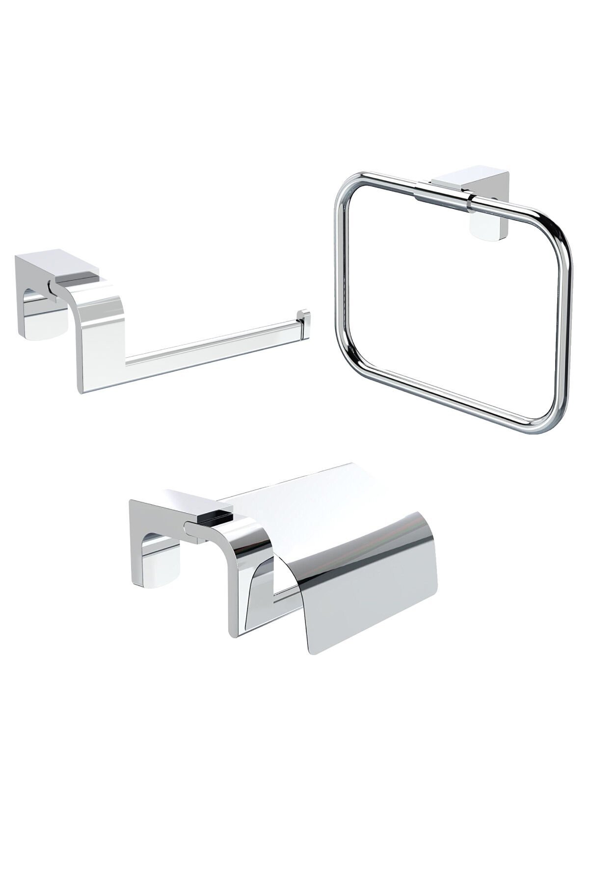 Premium Kare Havluluk , Kapaksız Kağıtlık ve Kapaklı Kağıtlık Banyo Seti