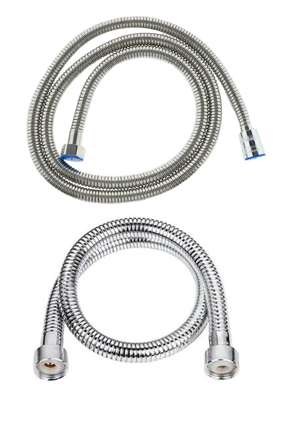 Krom Duş Hortumu & Kısa Robot Duş Ara Bağlantı Hortumu Krom 2'li Duş Seti