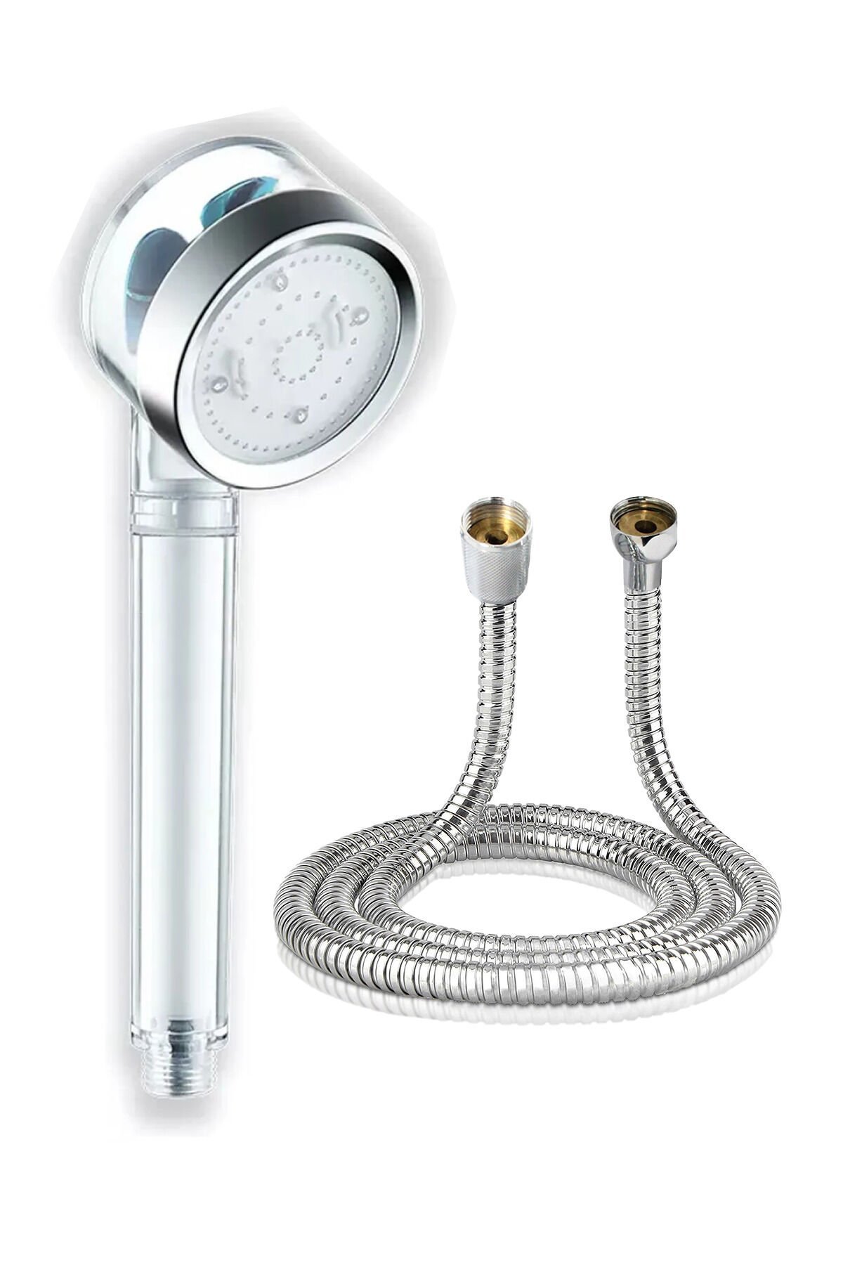 Led Işıklı Filtreli Duş Başlığı ve Örgülü Duş Hortumu Duş Seti