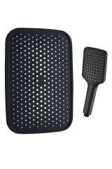 Robot Duş Tepe Başlığı Siyah Geniş Yüzeyli 20x30 cm Siyah Set