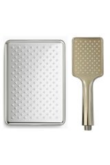 Robot Duş Tepe Başlığı ve El Duşu Geniş Yüzeyli 20x30 cm Krom Set