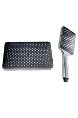 Robot Duş Tepe Başlığı Takım Siyah Krom Seti 30x20cm