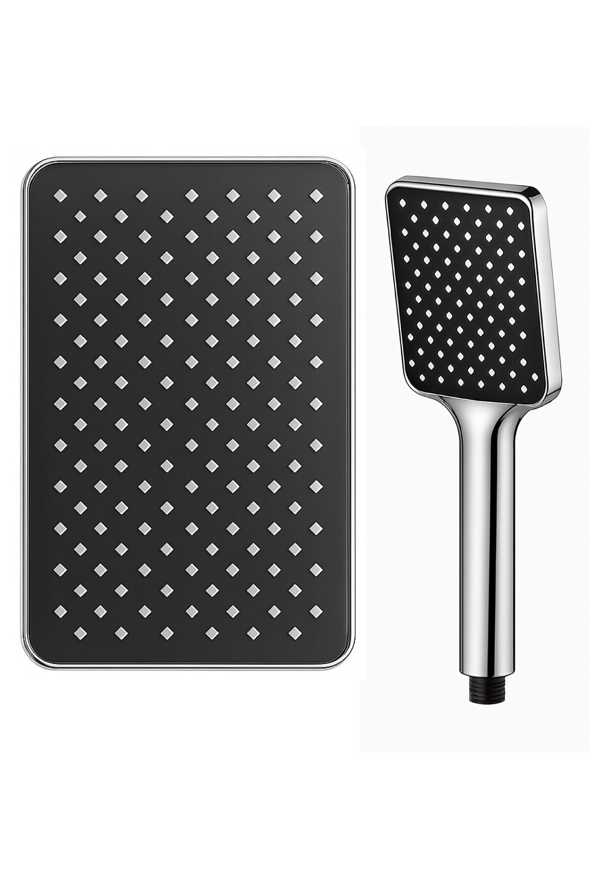 Robot Duş Tepe Başlığı Takım Siyah Krom Seti 30x20cm