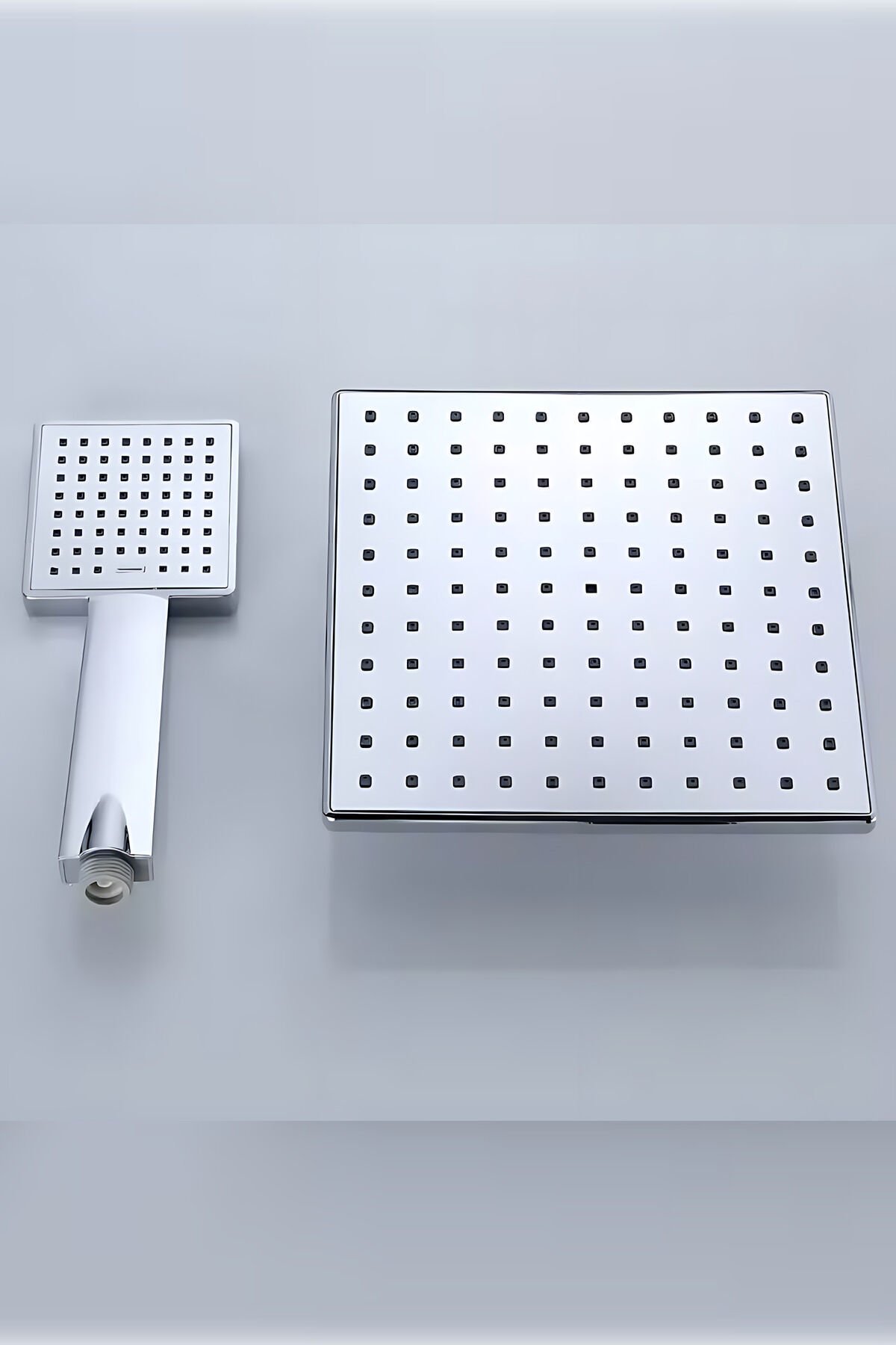 20x20 cm Kare Tepe Duş Başlığı ve El Duşu Tepe Seti Full Krom