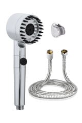 Masajlı Filitreli 3 Kademeli Krom Duş Başlığı, Örgülü Duş Hortumu ve Mafsal