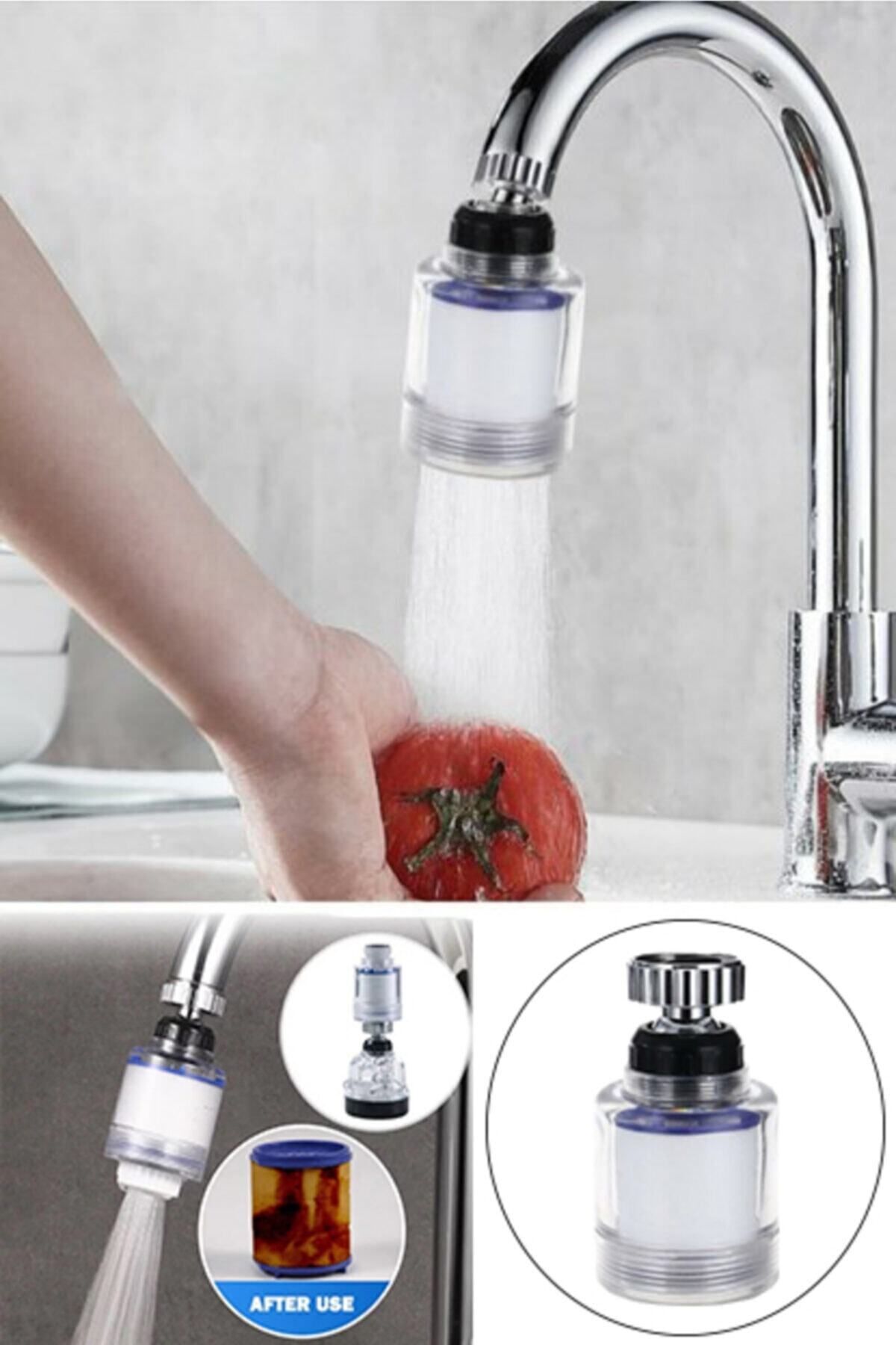 Su Tasarruflu Musluk Başlığı – 360° Döner, Filtreli & Kireç Önleyici Aparat