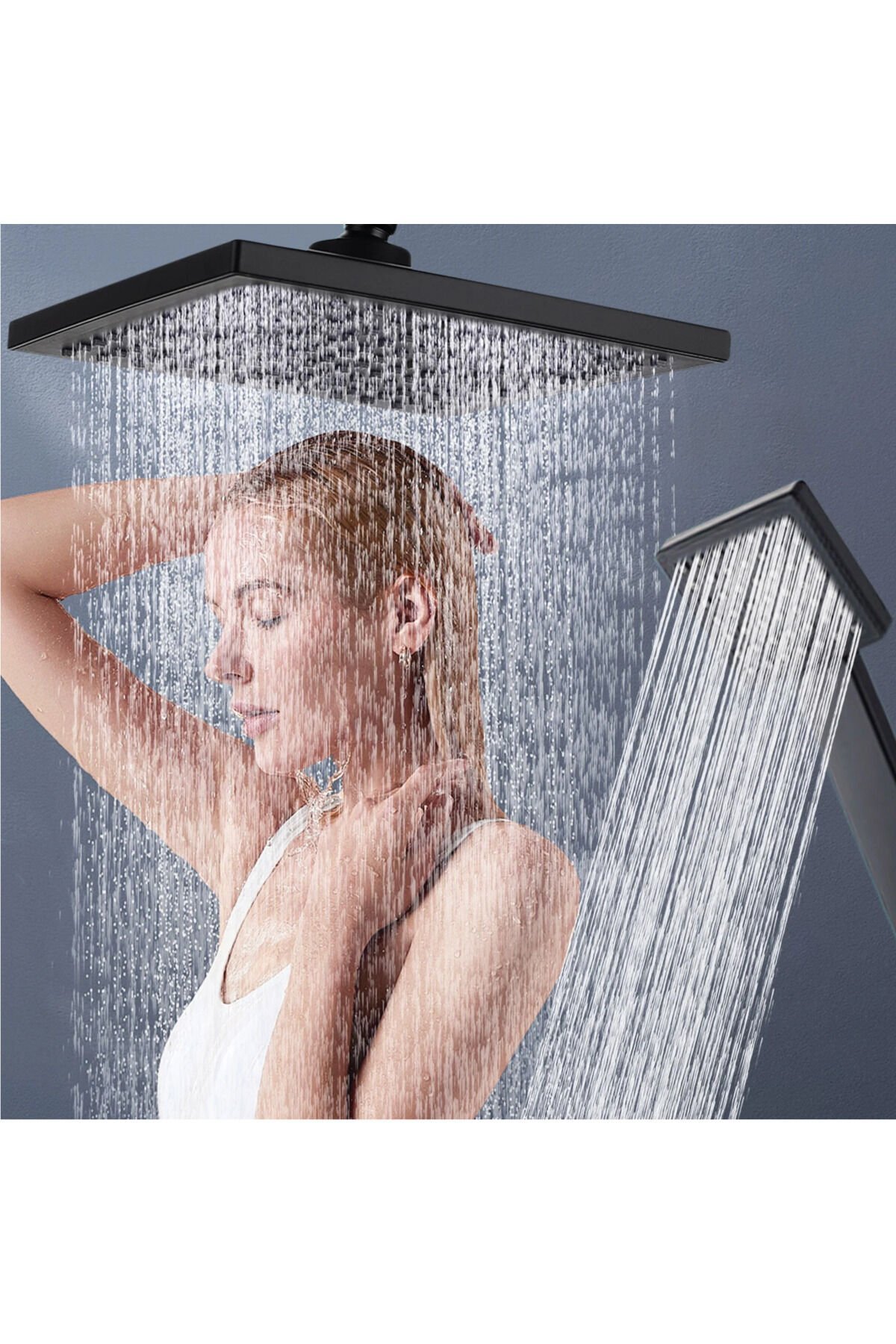 Tepe Duş Robot Duş Başlığı ve El Duşu Siyah Kare Set 20X20