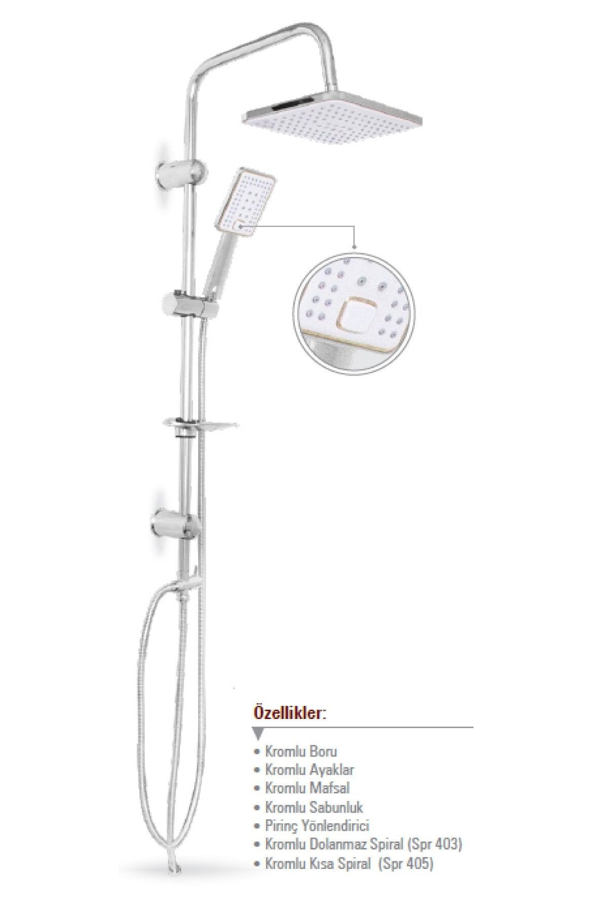 Fonksiyonlu Robot Tepe Duş Takımı Duş Seti