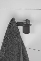 Premium Mat Siyah İkili Bornoz ve Havlu Askılık