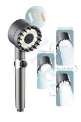 Masaj Etkili Filtreli 3 Fonksiyonlu Duş Başlığı El Duşu + Pvc Duş Hortumu ve Mafsal Duş Seti