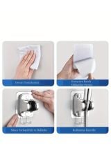 Krom Askılıklı Yapışkanlı Banyo Duş Mafsalı Duş Başlığı Askısı 15Kg Taşıma Kapasite Mafsal Tutacak