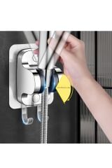 Krom Askılıklı Yapışkanlı Banyo Duş Mafsalı Duş Başlığı Askısı 15Kg Taşıma Kapasite Mafsal Tutacak