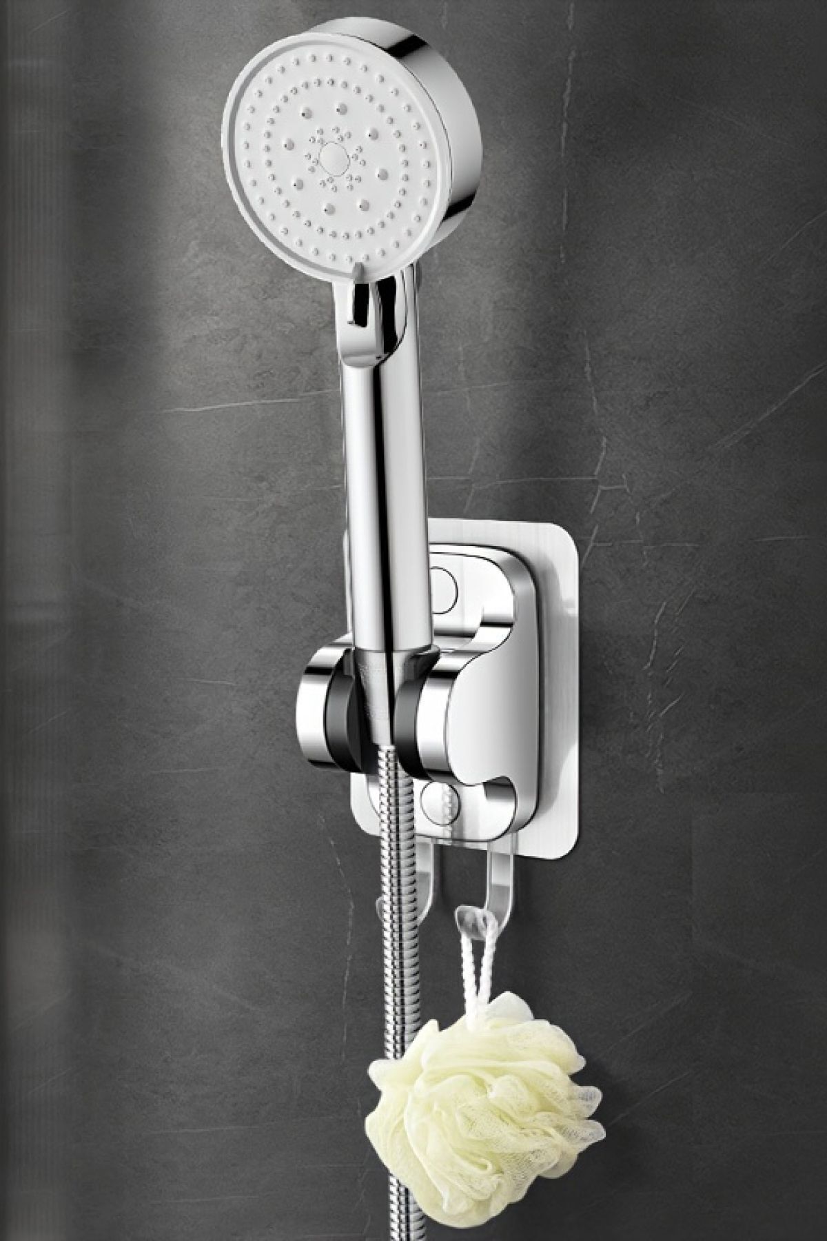 Krom Askılıklı Yapışkanlı Banyo Duş Mafsalı Duş Başlığı Askısı 15Kg Taşıma Kapasite Mafsal Tutacak