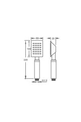 Inox 304 Paslanmaz Çelik Kare Tepe Duş Başlığı ve El Duş Seti 20x20 cm