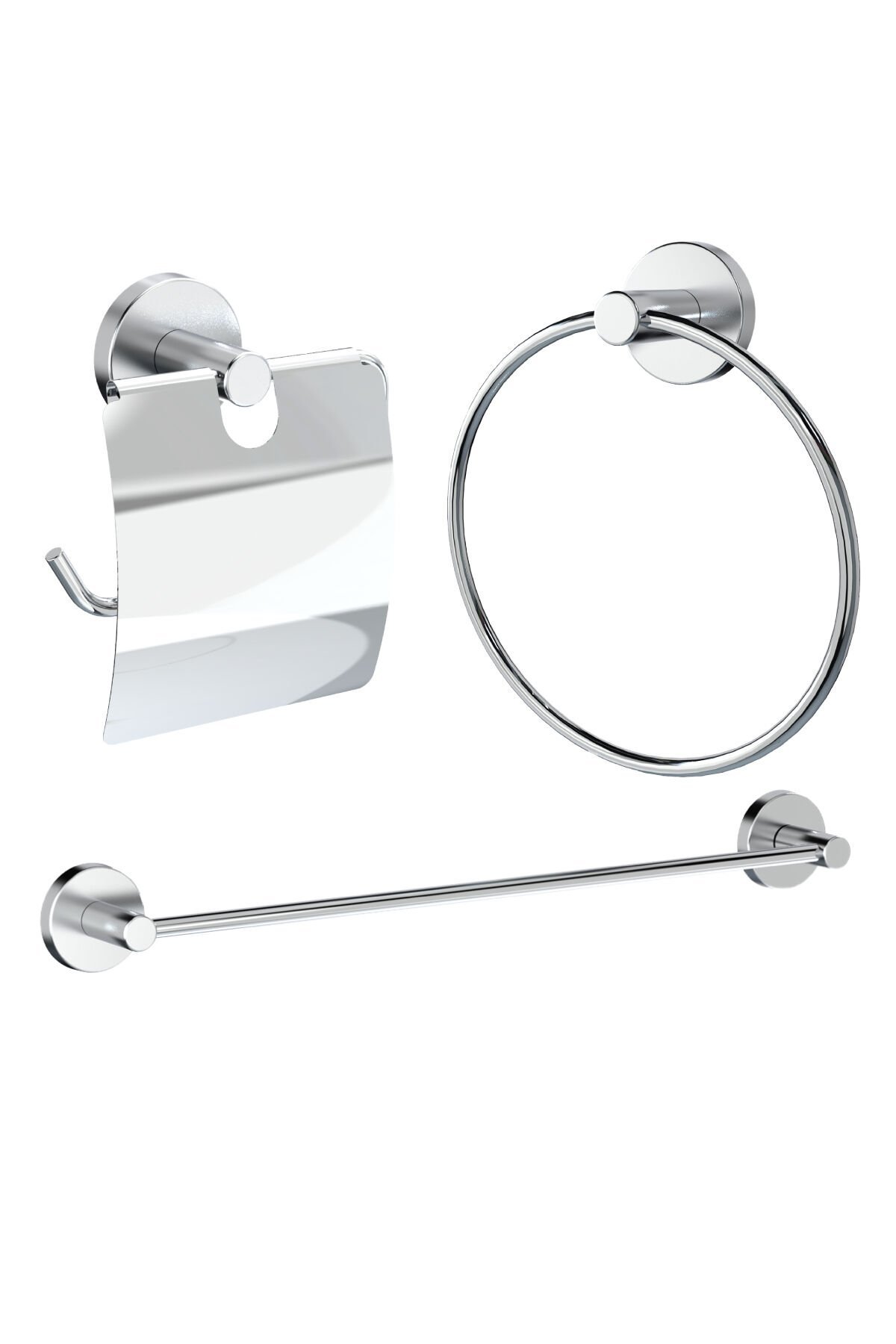 Dolce Yuvarlak Havluluk + Uzun Havluluk + Tuvalet Kağıtlık Banyo Seti