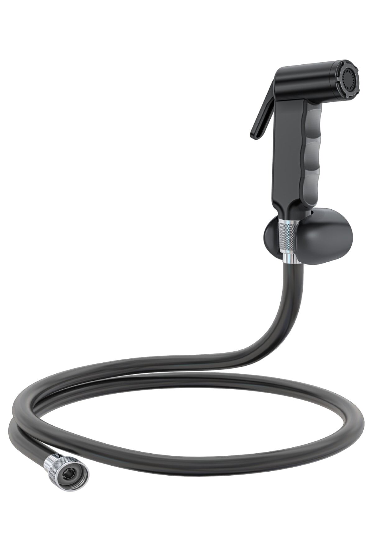 Siyah Taharetmatik Şattaf Taharet Musluk + Siyah Pvc Hortum Seti