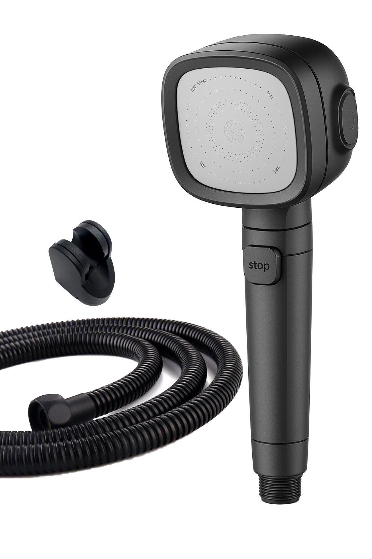 Vita 3 Modlu Star Stop Tuşlu Mafsallı Mat Siyah Duş Başlığı Seti