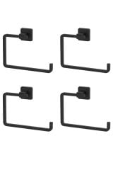 Kare Mat Siyah Paslanmaz Kare Havlu Askısı 4 Adet