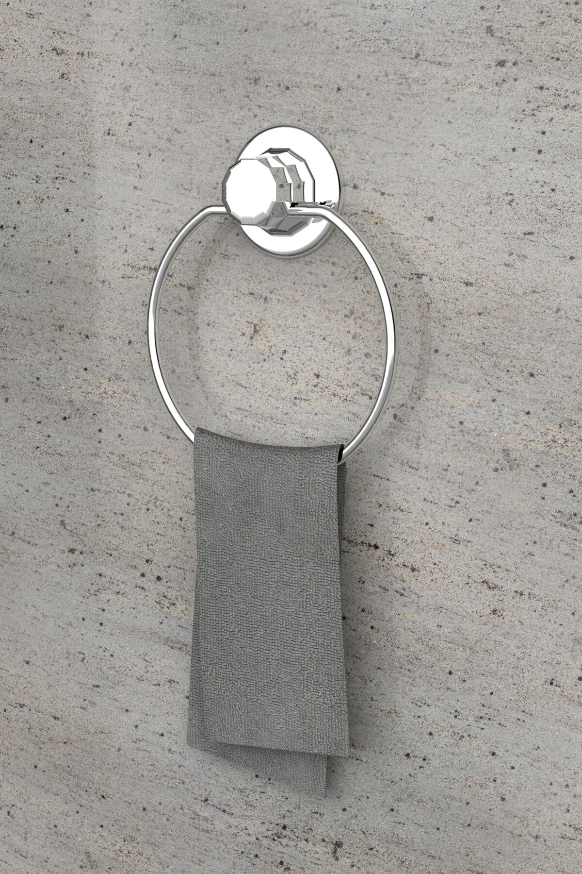 Vega Vakumlu Yapışkanlı Paslanmaz Krom Yuvarlak Havluluk