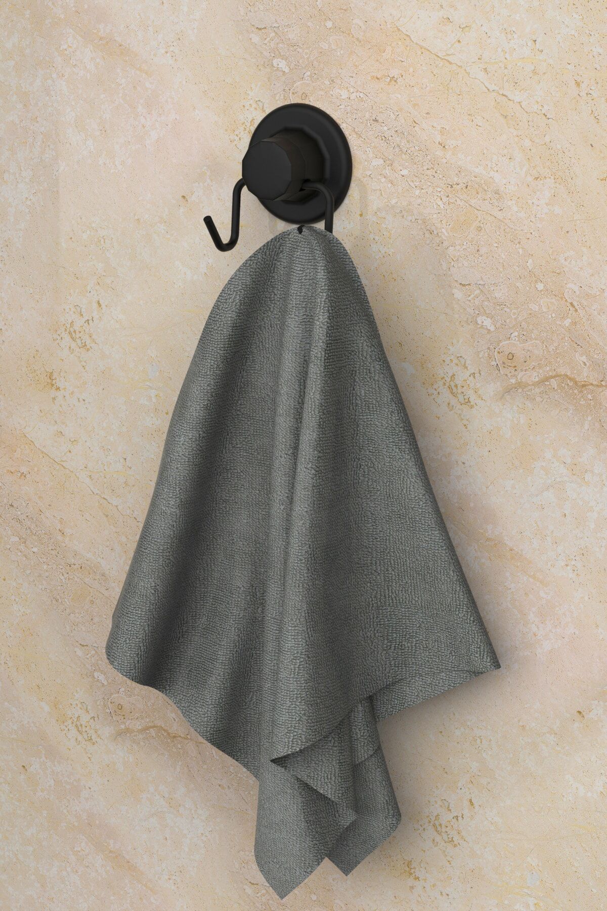 Vega Mat Siyah Vakumlu Yapışkanlı Paslanmaz Ikili Havlu Ve Bornoz Askılığı