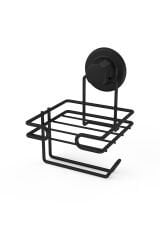 Vega Mat Siyah Vakumlu Yapışkanlı Telefon Bekletmeli Tuvalet Kağıtlık