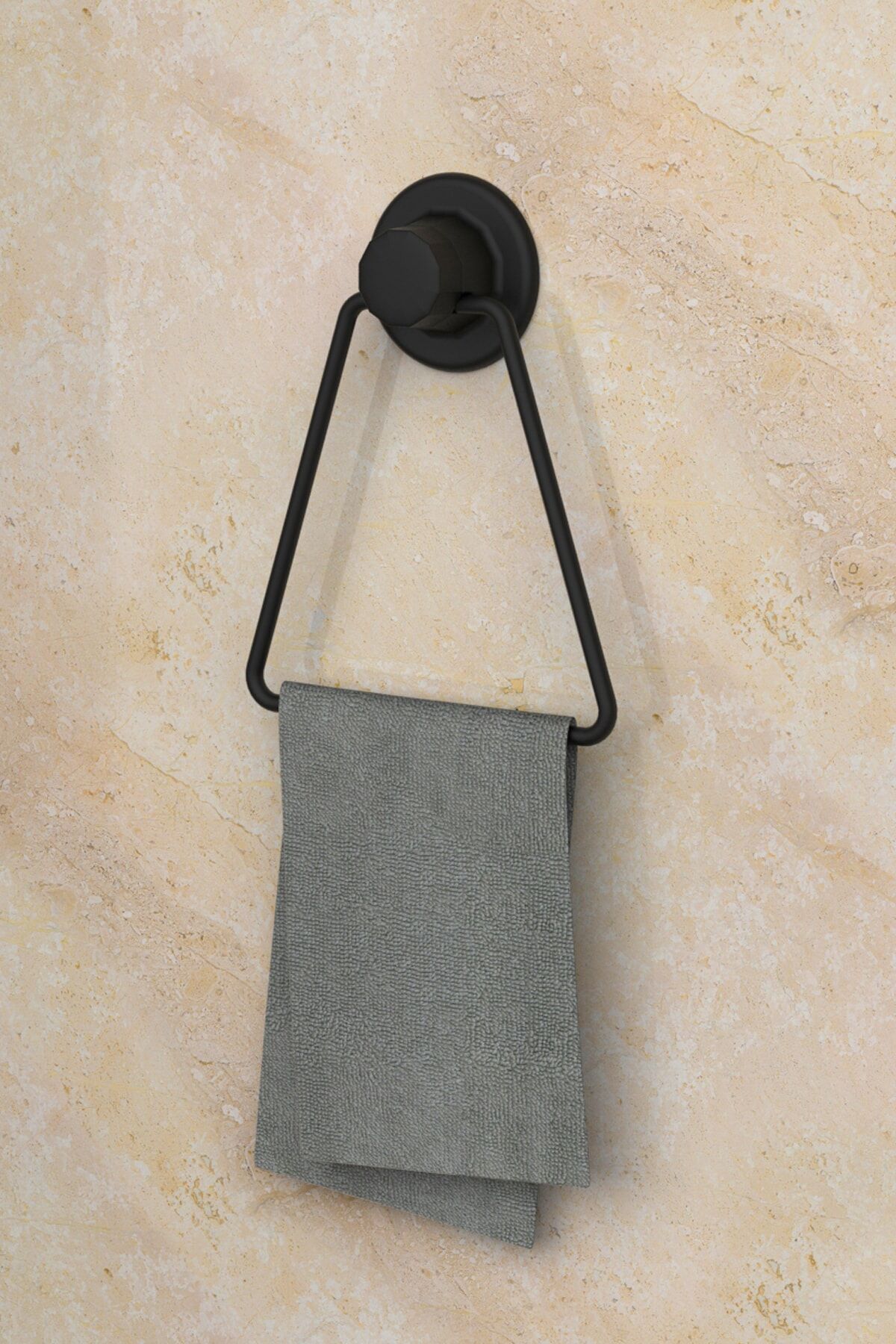 Vega Mat Siyah Vakumlu Yapışkanlı Paslanmaz Üçgen Havluluk