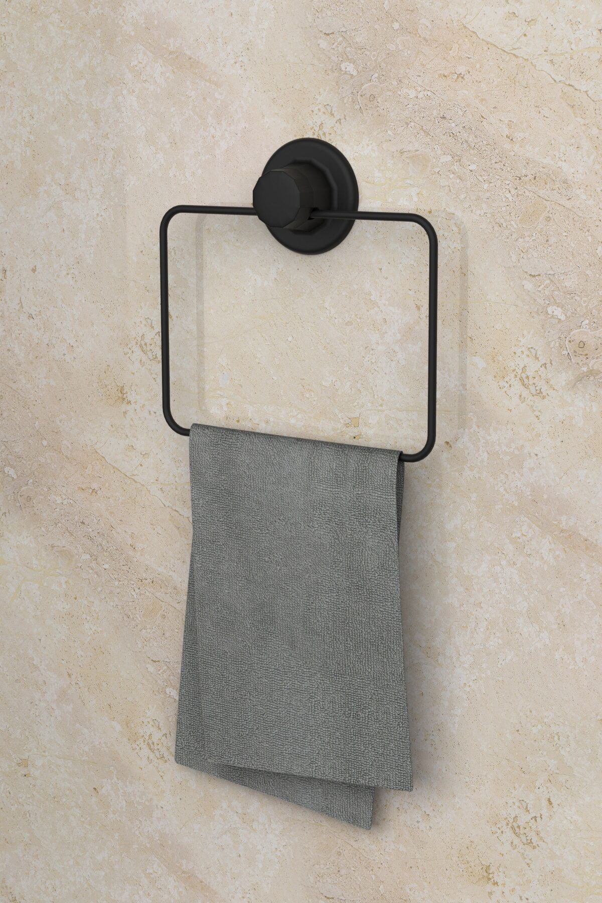 Vega Mat Siyah Vakumlu Yapışkanlı Kare Havluluk